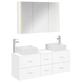 Bathroom Furniture Set 4 pcs White Engineered Wood and Glass 3406783