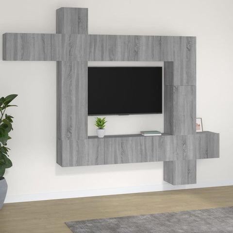 ZNTS 9 Piece TV Cabinet Set Grey Sonoma Engineered Wood 3114660