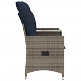 Reclining Garden Sofa 2-Seater with Table Grey Poly Rattan 365714