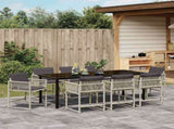 Garden Dining Set 9 pcs Light Grey Poly Rattan 3380764