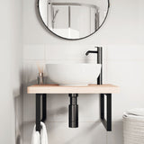 Basin Shelf Wall Mounted Steel and Solid Wood Beech 3302505