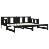 Pull-out Day Bed without Mattress Black Solid Wood Pine 2x cm 820296