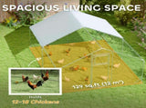 Walk-in Chicken Run w/ Cover, Feeding Door, Hanging Feeder, Perch, for 12-18 Poultry T3398P551674