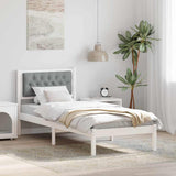 Bed Frame with Headboard Light Grey 90 x 200 cm Solid Pine Wood 878218