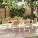 Garden Dining Set 9 pcs Brown Solid teak wood 3334804