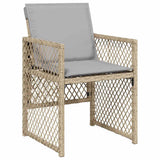 15 Piece Garden Dining Set with Cushions Mix Beige Poly Rattan 3210876