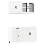 4 Piece Kitchen Cabinet Set Kalmar High Gloss White Engineered Wood 3314853