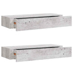 Wall Drawer Shelves 2 pcs Concrete Grey 60x23.5x10cm MDF 330266