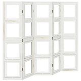Room Divider 5 Panels White Solid Wood Paulownia 358693