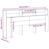 Headboard Cabinet Smoked Oak 220x19x103.5 cm 817261