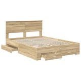 Bed Frame with Drawer Sonoma Oak 140 x 200 cm Engineered Wood 3410888