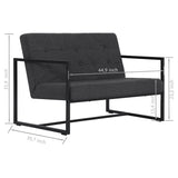 2-Seater Sofa with Armrests Dark Gray Steel and Fabric 282271