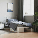 Metal Bed Frame without Mattress with Headboard White 107x203cm 355508