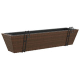 ZNTS Planters with hooks 2 pcs Brown Poly Rattan 366405