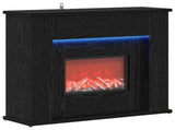 Fireplace with LED Strip Black Oak 63 x 20 x 54.5 cm 8021096