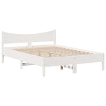 ZNTS Bed Frame with Headboard White 135x190 cm Double Solid Wood Pine 3307060