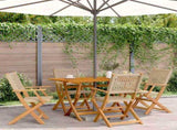 Folding Chairs 4 pcs Beige Poly Rattan and Solid Wood 3214562