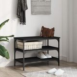 Shoe Bench Black 70x38.5x49 cm Engineered Wood 839038