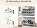 2 Drawers Entryway Shoe Cabinet, Narrow Shoe Storage Cabinet with 2 Flip Drawers, Louvred Door T3398P344136