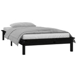 LED Bed Frame without Mattress Black 75x190 cm Small Single Solid Wood 820635