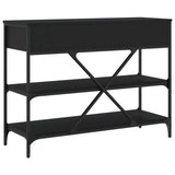 Console Table with Drawers and Shelves Black Engineered Wood 833403