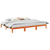 Family Bed Frame No Mattress Wax Brown 270x200 cm Solid Wood Pine 3324570