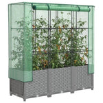 ZNTS Raised Bed with Greenhouse Cover Rattan Look 120x40x138 cm 4015857