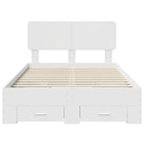 Bed Frame with Headboard White 135 x 190 cm Engineered Wood 3412382