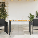 Garden Table Black PE rattan, powder-coated steel, solid acacia wood 365077