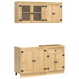 Cabinet with Shelf SKI 4 pcs Honey Brown Solid Pine Wood 3392644