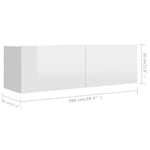 ZNTS TV Cabinets 3 pcs High Gloss White Engineered Wood 3079333