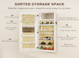 LED Mirror Jewellery Cabinet, Wall Mounted Full Length Mirror with Storage, Lockable Jewellery T3398P551781