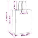 Paper Bags 250 pcs with Handles Black 18x8x22 cm 4101642