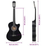 Western Classical Cutaway Guitar with 6 Strings Black 38" 70132