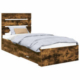 Bed Frame Smoked Oak and Silver 75 x 190 cm Engineered Wood 3412031