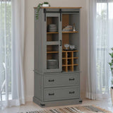 Wine Cabinet HALDEN with Wine Racks and Sliding Door Grey Pine 4018435