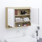 Bathroom Mirror Cabinet 80x15x60 cm MDF White and Oak 331537