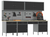 Work Cabinet with Drawer 10 pcs Black Engineered Wood and Steel 3321470