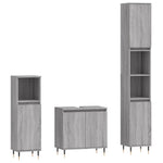 ZNTS 3 Piece Bathroom Cabinet Set Grey Sonoma Engineered Wood 3187787
