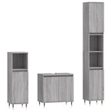 ZNTS 3 Piece Bathroom Cabinet Set Grey Sonoma Engineered Wood 3187787
