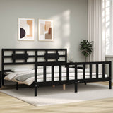 Bed Frame without Mattress Black 200x200 cm Solid Wood Pine 3192580