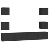 6 Piece TV Cabinet Set Black Engineered Wood 3078768