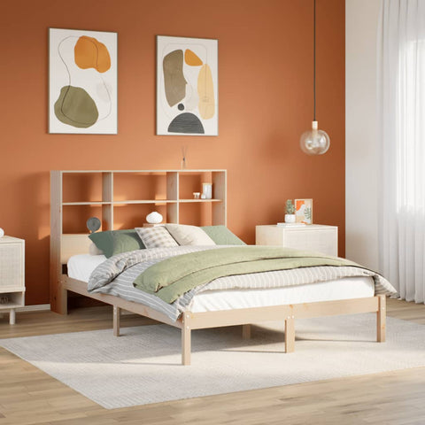Bookcase Bed without Mattress 150x200 cm King Size Solid Wood Pine 3321589