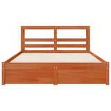 Bed Frame with Headboard with Storage Wax Brown Solid Pine Wood 3423793