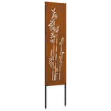 Garden Privacy Screen Floral Rusty 32 x 140 cm Weathering Steel 876230