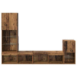 TV Wall Units with LED Strip Lights Old Wood Engineered Wood 3402947