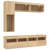 7 Piece TV Wall Cabinet Set with LED Lights Sonoma Oak 3216759