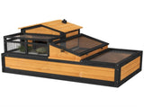 Wooden Tortoise House with Balcony, Tray, Roof, for Indoor and Outdoor, Yellow T3398P349999