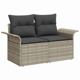 Outdoor Sofa with Cushion 5 pcs Light Grey Poly Rattan 3345322