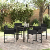 Garden Dining Set with Cushion 5 pcs Black Poly Rattan 3380008